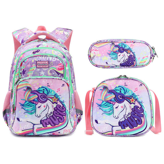 A foreign trade schoolbags, primary school students, children, unicorns, backpacks for third to sixth grades, women&#039;s ultra-light children&#039;s backpacks, wholesale