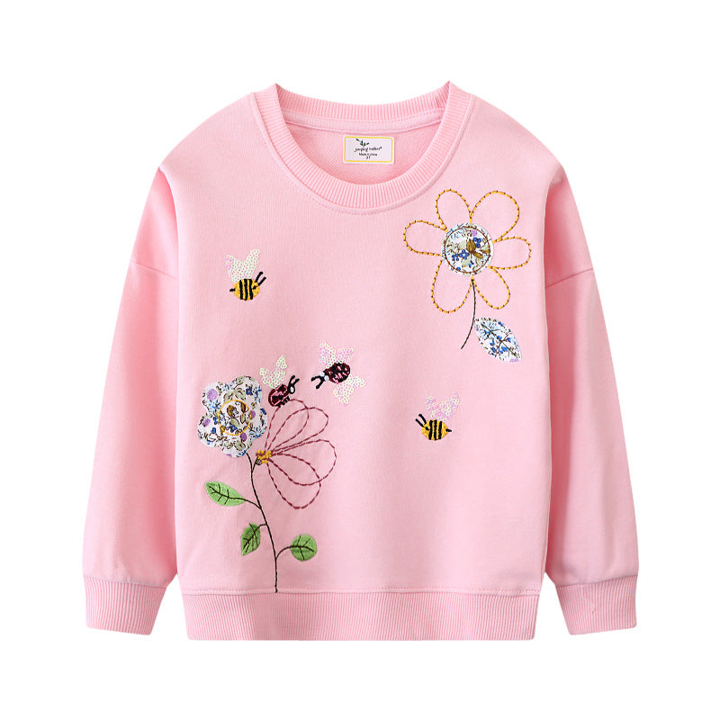 A European and American long-sleeved girls' sweater girls' pullover autumn knitted cotton children's top autumn long-sleeved top distribution