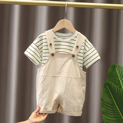 Men&#039;s treasure clothes boy&#039;s summer suit baby short-sleeved suspenders handsome baby children&#039;s summer new tide clothes.0.15kg