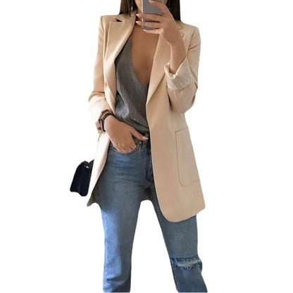 Wish Amazon 2023 four seasons new European and American fashion lapel slim cardigan temperament blazer women