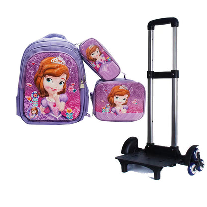 A Factory spot new foreign single three-piece backpack boys, girls, primary school students, children's trolley schoolbags, large capacity