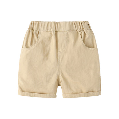 A 2023 Summer Boys' Casual Shorts Comfortable Cotton and Hemp Children's Capris British Cotton Mid Rise Casual Pants