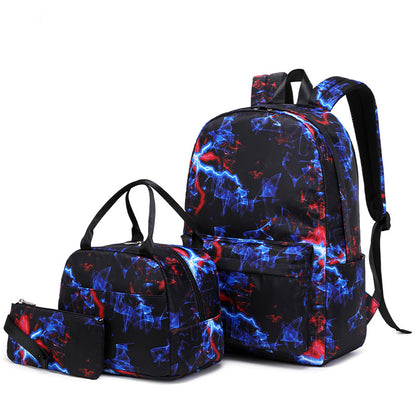 A 2023 new backpack three-piece set of printed cross-border large capacity middle school school bag fashion student backpack