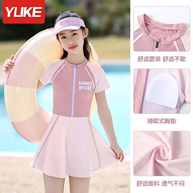 A Children's Swimsuit Women's Elementary, Medium and Big Girls Swimsuit 2023 Summer New Baby One-piece Swimming Gear 0.2KG