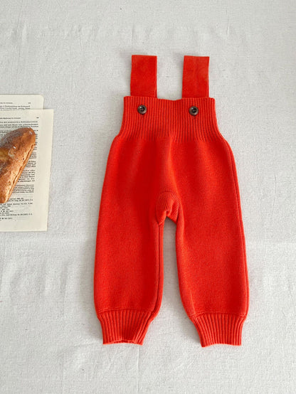 A ins style baby autumn knitted overalls Korean version infant onesie male and female baby foreign style knitted pants