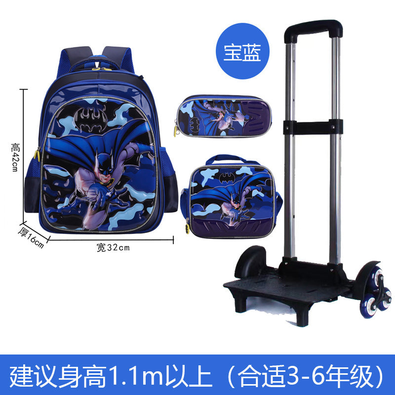 A Factory spot new foreign single three-piece backpack boys, girls, primary school students, children's trolley schoolbags, large capacity