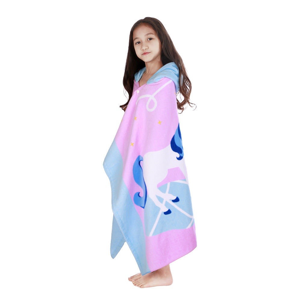 A mazon cartoon beach towel, European and American sizes, children can wear bath towels in the bathroom, pure cotton hooded bath towel bathrobe, 100% COTTON 0.4KG