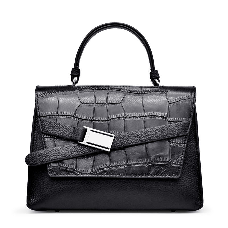 a35Crocodile pattern shoulder leather handbag for women