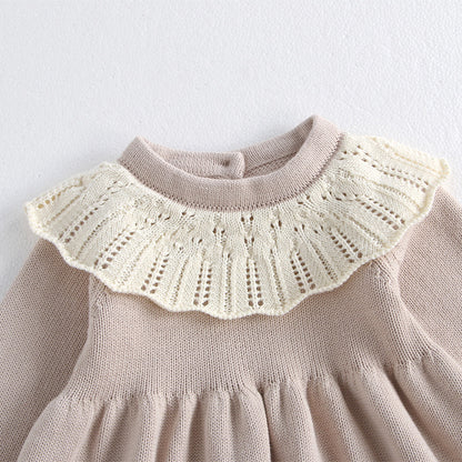 A baby clothes baby girl autumn dress knitted sweater princess foreign style child super cute one year old spring and autumn go out