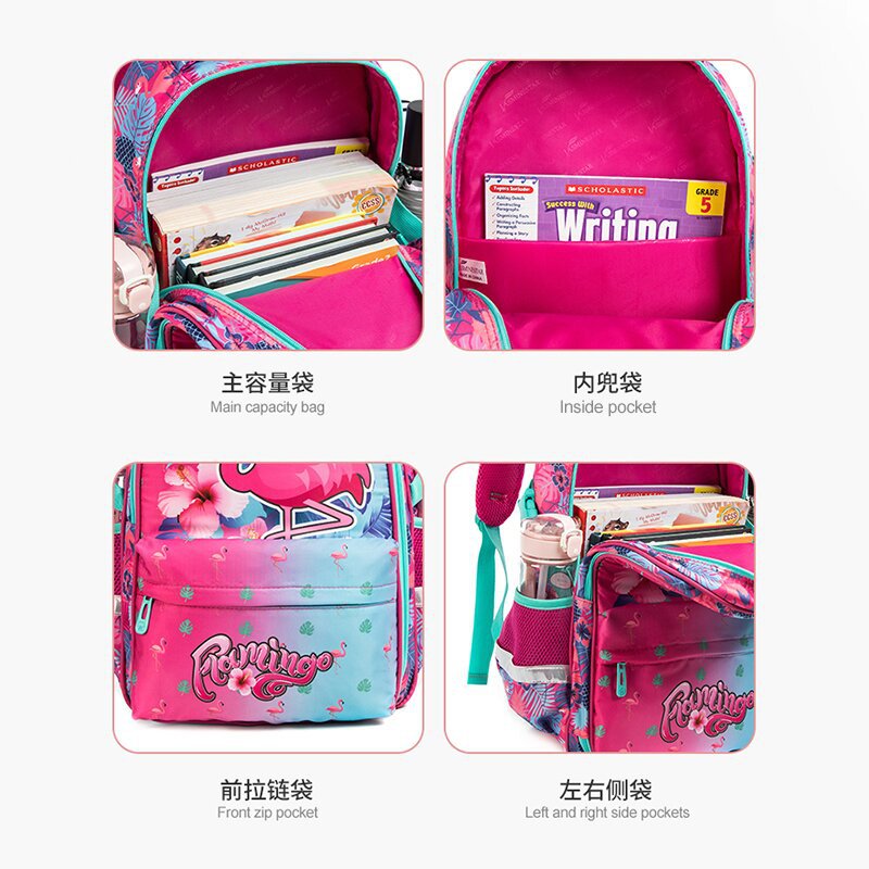 A Cross border New Cute Cartoon Primary School Student 17 inch Side Open Zipper Book Bag Three Piece Set to Reduce Weight for Boys, Girls, and Children's Shoulders