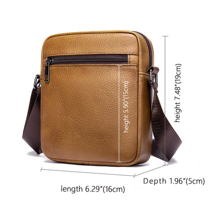 Business men's genuine leather small shoulder bag daily first layer cowhide commuting high-end genuine small satchel men's messenger bag