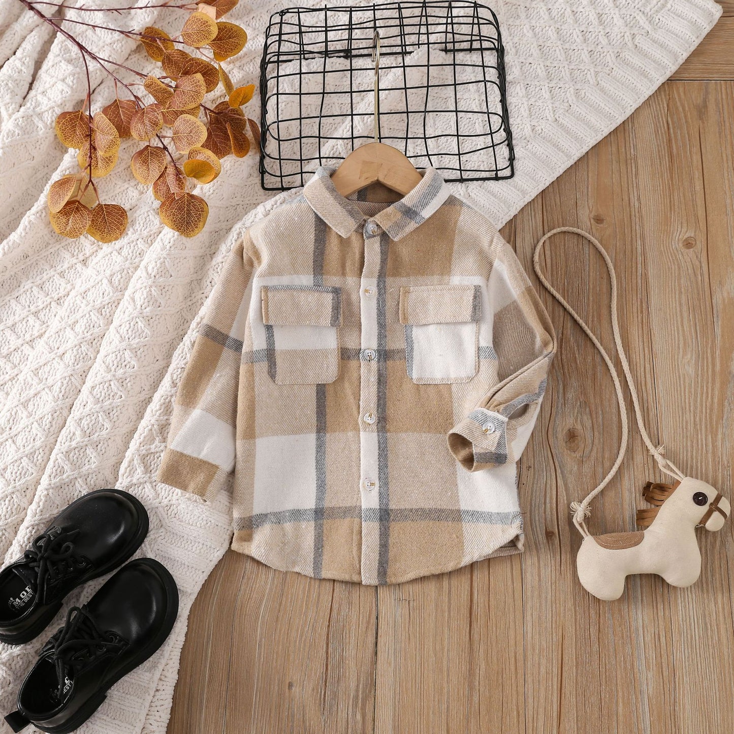 A kids wear cross-border foreign trade popular children's clothing boys and girls multi-colored plaid long-sleeved tops, spring and autumn shirts