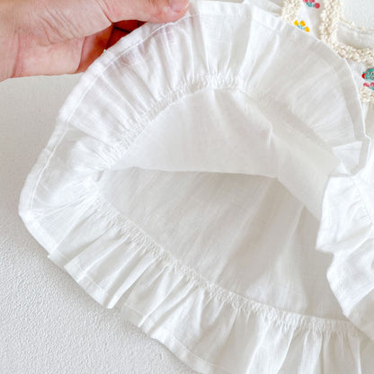 A ins 2023 summer new girl baby embroidered thin dress baby 0-3 years old white dress princess dress