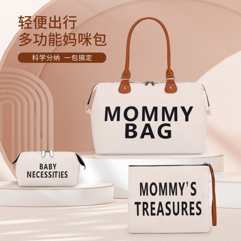 Travel Mommy Bag Three Piece Set Large Capacity Baby Diaper Bag Tote Bag Dry Wet Separation One Shoulder Handbag 1 kg