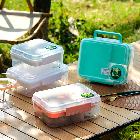 A Portable double-layer lunch box, simple compartment bento box, picnic salad box, portable lunch box for office workers, lunch box for students