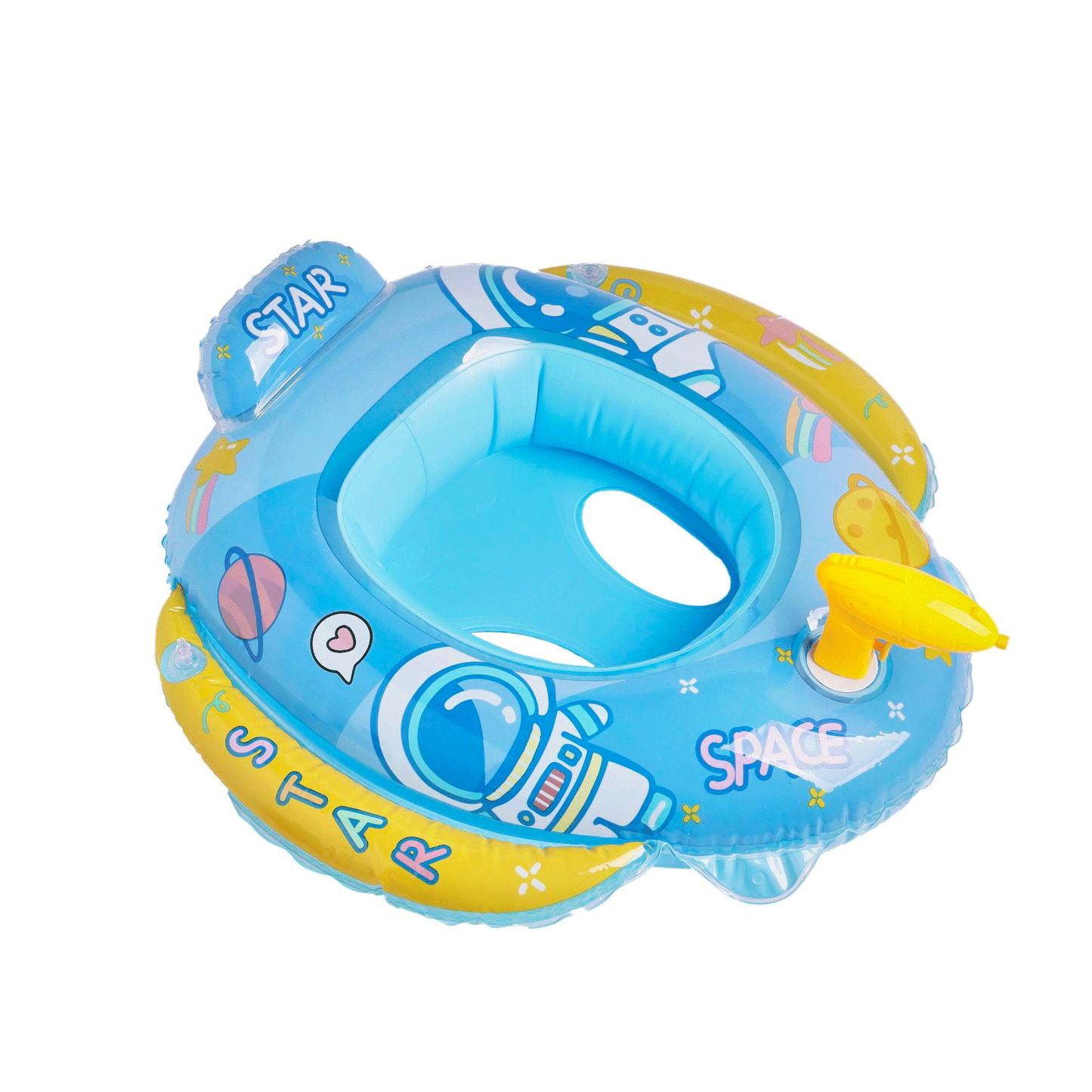 A internet celebrity with water gun airplane seat circle, children's swimming circle, cute cartoon baby water seat circle, inflatable swimming circle