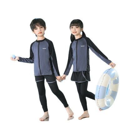 Traje de baño para niños, traje de baño para niños, traje de baño para niñas de secundaria, traje de baño de protección solar de manga larga para padres e hijos, traje de buceo de secado rápido, traje de surf 0,33 KG 