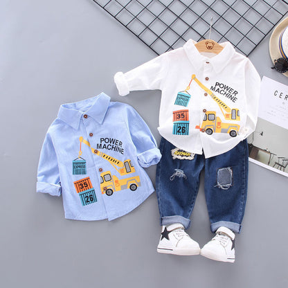 Boys' Autumn Set Long sleeved Cartoon Shirt 0 Infant and Young Children's Shirt 1-2-3-5 Year Old Trend 0.3kg