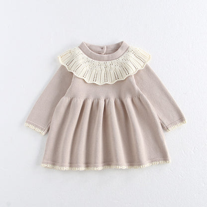 A baby clothes baby girl autumn dress knitted sweater princess foreign style child super cute one year old spring and autumn go out