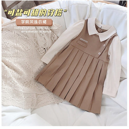 Girls Dress  Spring New Baby Girl College Style Princess Dress Korean Children's Shirt Skirt 0.1kg