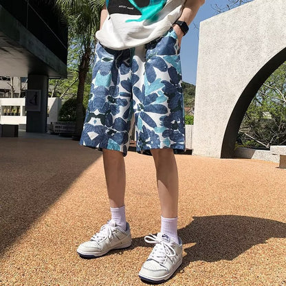 A Beach Pants Men's Summer Thin Quick-Drying Can Be Worn Out of the Water, Trendy Trendy Brand Loose Seaside Vacation Flower Shorts 0.15KG