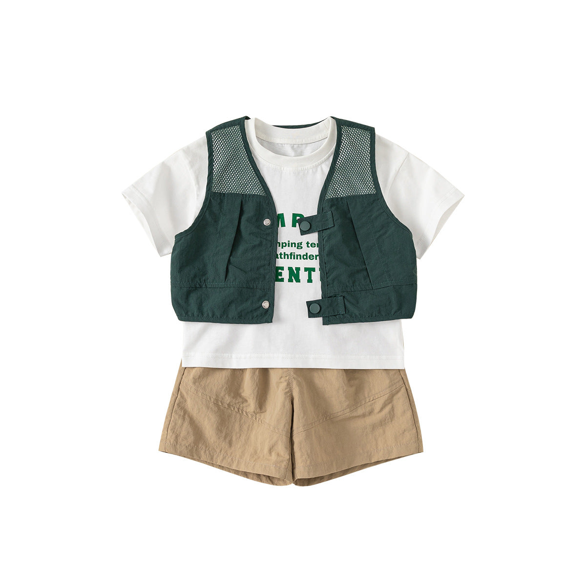 Ropa de verano para niños de Babycity, traje nuevo para niños, camiseta antibacteriana 5A, chaleco informal, pantalones cortos, traje de tres piezas 