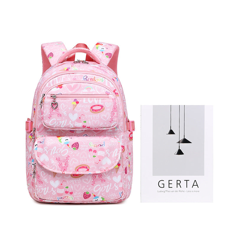 A 2023 New Backpack for Primary School Students Cartoon Print School Bag for Middle School Students School Girls Three-Piece Backpack