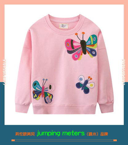 A Spot girls' clothes autumn clothes new European and American medium and small children's embroidery long-sleeved bottoming children's clothes sweater European and American style hair