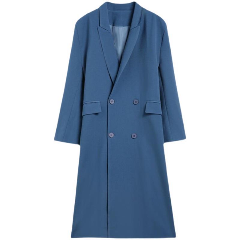 A autumn and winter new ins trendy Internet celebrity high retro British style medium long knee suit trench coat women