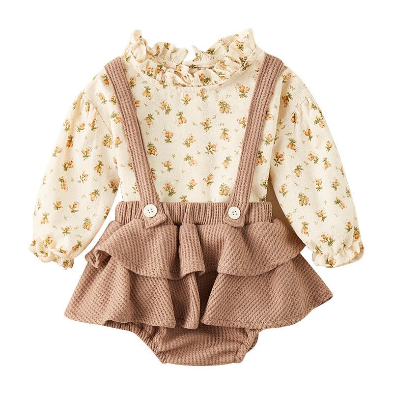 Baby suit tops and pants two-piece set baby autumn clothes newborn foreign cute outing clothes 0.4kg