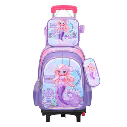 A Shaodong Cartoon Set with Lights, School Bag, Pull Rod, Double Shoulder School Bag, Detachable Three Piece Set with Film and Lights, Children's Backpack