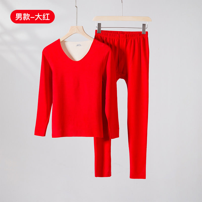 A autumn and winter silk wool thermal underwear female couple German velvet heating thickened primer long johns set wholesale