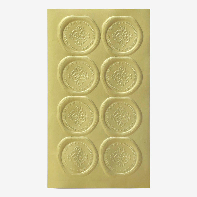 A gold fire print sticker spot baking gift sealing sticker self-adhesive sticker label sealing sticker 8 pcs/sheet MOQ: 50PIECE