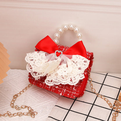 Princess, Fragrance, Chain Bag, Baby, Pearl Accessories, Hand Bag, Cute Bow Girl, Shoulder Bag