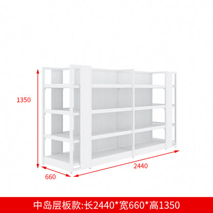 A steel and wood shelves, small supermarket shelves, island display shelves, stationery, toys, pharmacies, convenience stores, snack shelves