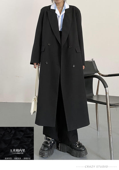 A autumn and winter new ins trendy Internet celebrity high retro British style medium long knee suit trench coat women