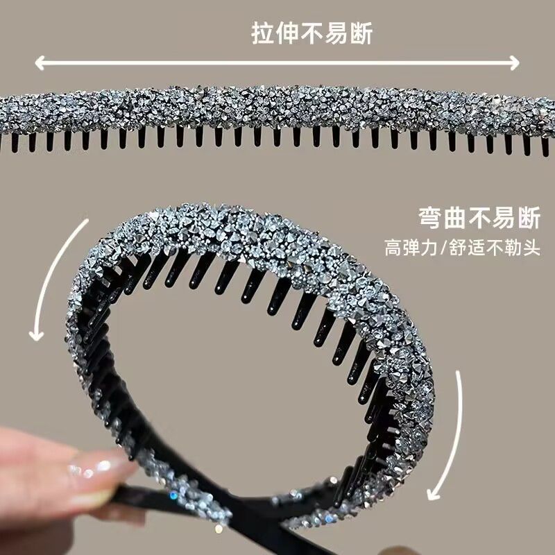 New style hairband with teeth, non-slip, face wash headband, versatile internet celebrity ad ult crushable hairpin headband, female hair bundle   (MOQ:10 SET ,If buy one piece need 1usd extra fee)