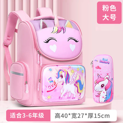 A New Children's School Bag Elementary School Student Burden Reduction Spine Protector Backpack Cute Space Bag for Boys and Girls 1-3-6 Grades