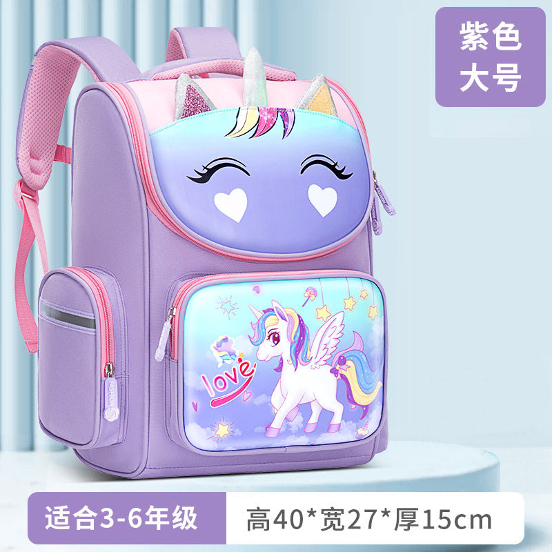 A New Children's School Bag Elementary School Student Burden Reduction Spine Protector Backpack Cute Space Bag for Boys and Girls 1-3-6 Grades