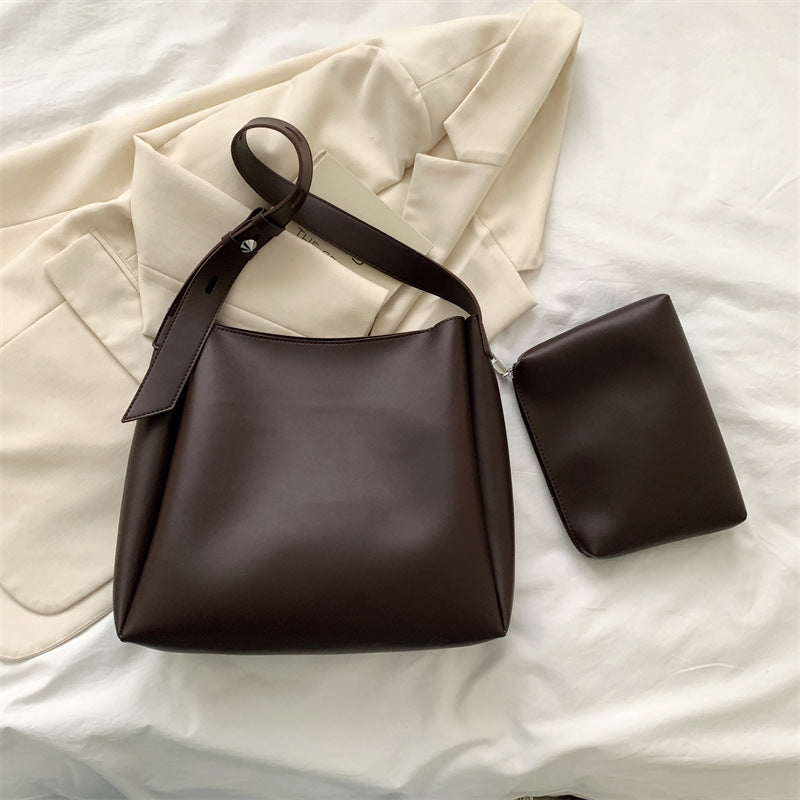 Un conjunto de dos piezas, bolso para madre, bolso para mujer, moda primavera 2024, nuevo bolso de mujer de un solo hombro de cuero suave, bolso de mano de gran capacidad, bolso para mujer 