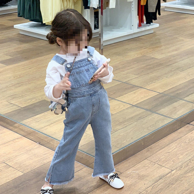 Conjunto de pantalón y cinturón de mezclilla para niña, nueva ropa de primavera de manga larga para niñas, conjunto de dos piezas de jeans de moda 0,3 kg