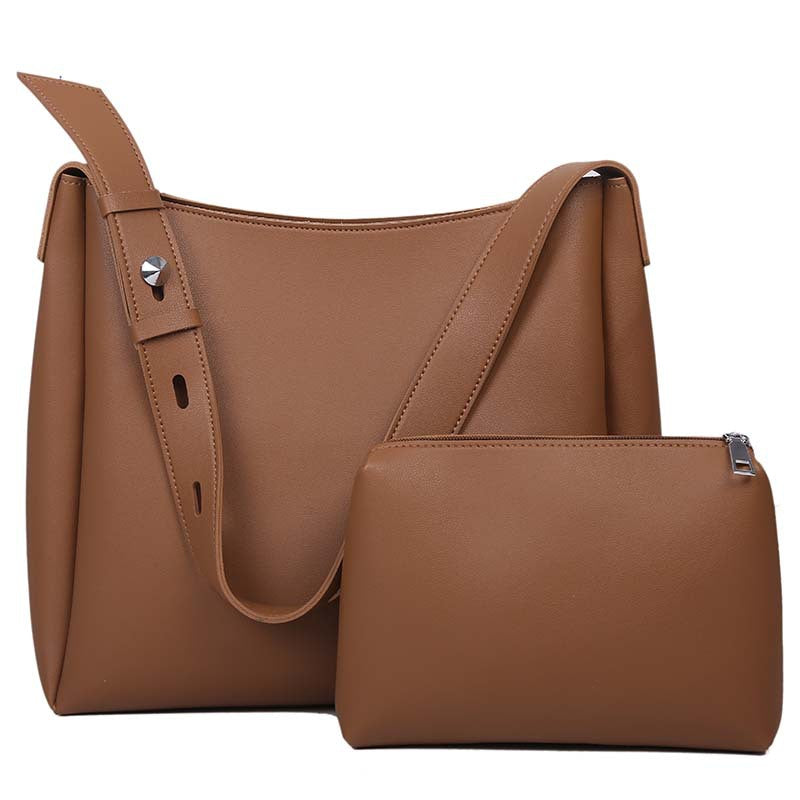 Un conjunto de dos piezas, bolso para madre, bolso para mujer, moda primavera 2024, nuevo bolso de mujer de un solo hombro de cuero suave, bolso de mano de gran capacidad, bolso para mujer 