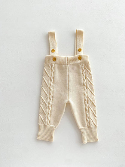 A baby Korean version autumn and winter new twist knitted overalls set boys and girls pullover sweater jumpsuit