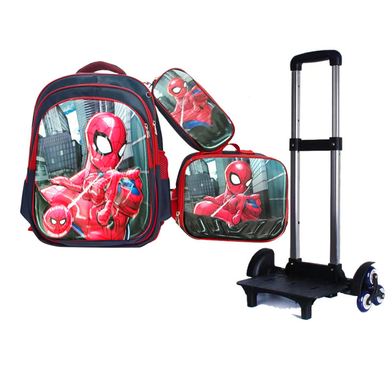 A Factory spot new foreign single three-piece backpack boys, girls, primary school students, children's trolley schoolbags, large capacity