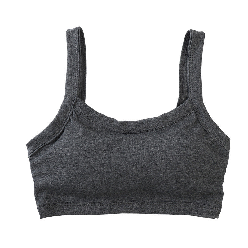 Un sujetador deportivo tipo chaleco con tirantes para mujer de secundaria, ropa interior, ropa interior y exterior anti-luz, hermoso top de tubo en la espalda 