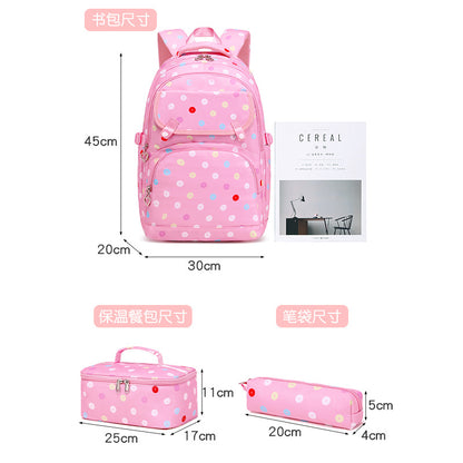 A 2024 new primary school school bag for 123 grades to 6th grade large capacity backpack polka dot print backpack