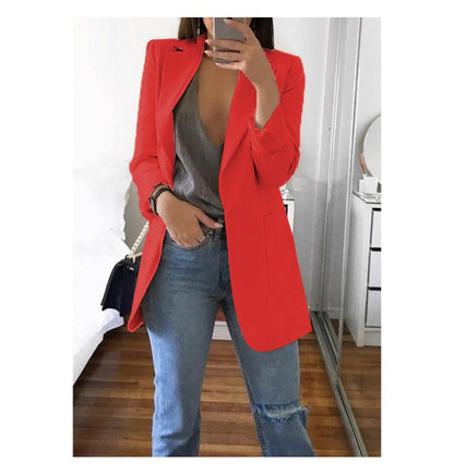 Wish Amazon 2023 four seasons new European and American fashion lapel slim cardigan temperament blazer women