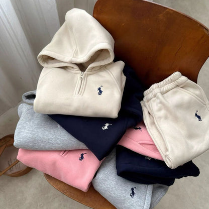 A children's sweater sweatpants set thickened autumn and winter new boys and girls two-piece set baby hooded set tide