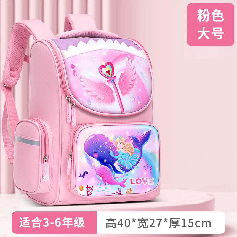 A New Children's School Bag Elementary School Student Burden Reduction Spine Protector Backpack Cute Space Bag for Boys and Girls 1-3-6 Grades