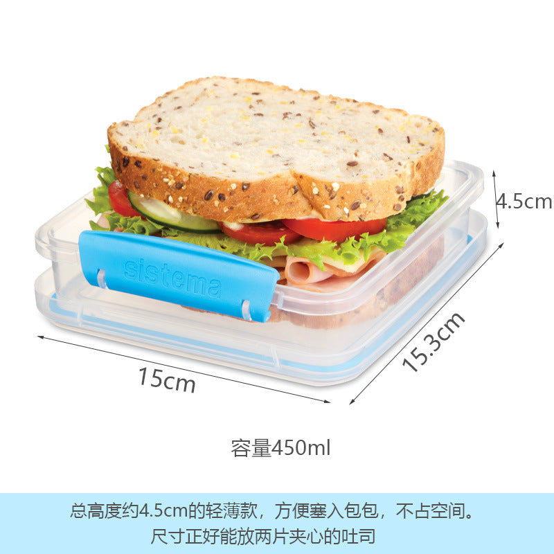 Una caja de sándwich portátil de Sistema importada de Nueva Zelanda, caja de pan para el desayuno, caja de fruta, caja de ensalada bento 